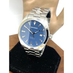 Movado Men's Watch 0608048 Heritage Datron Swiss Automatic Blue Dial Steel 40mm